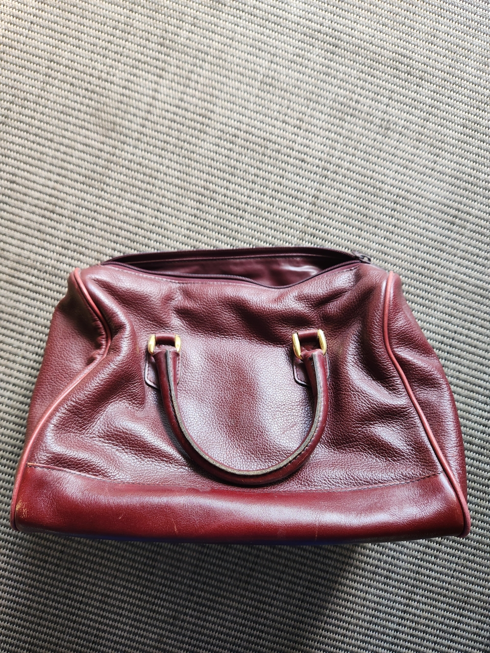Vintage Burgundy Pebbled Leather Satchel Bag Top Handle Doctor Bag Speedly Style